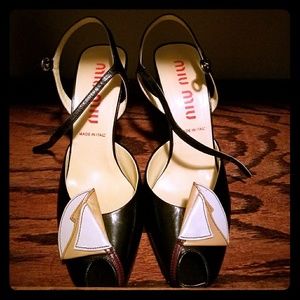 MIU MIU origami peep toe pumps
